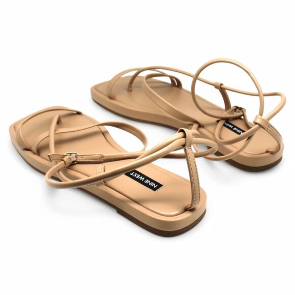 Nine West Waren Ankle Wrap Flat Sandals - Effortless Style and Comfort in Light - Picture 7 of 8